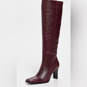 Tory Burch Burgundy Leather Knee-High Boots